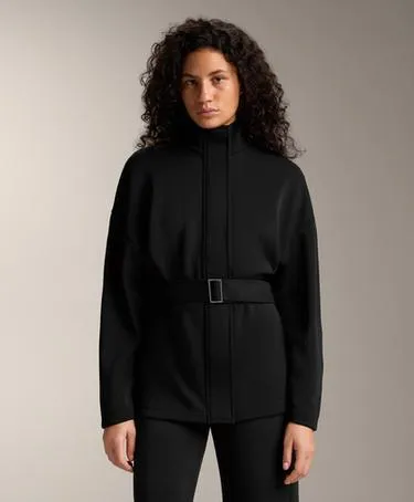 LONG BELTED JACKET WITH BRUSHED MODAL