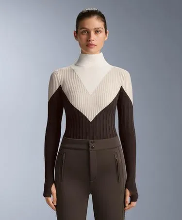 THERMAL BASE LAYER RIB KNIT T-SHIRT WITH CONTRASTING HIGH NECK