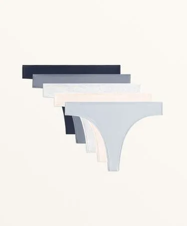 5 PACK COTTON BLEND THONG BRIEFS- Заказать в России