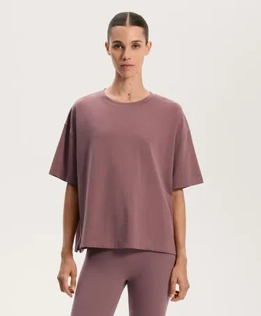 BOXY SHORT-SLEEVE COTTON BLEND T-SHIRT