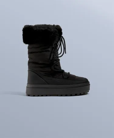 LACE-UP APRèS-SKI BOOT WITH FUR COLLAR- Заказать в России