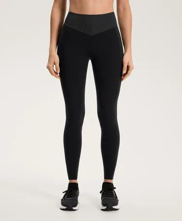 BASIC HIGH-RISE COMPRESSIVE STRIPED ANKLE-LENGTH LEGGINGS 65 CM