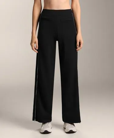 HIGH-RISE, FULL-LENGTH NEOPRENE EFFECT TROUSERS WITH ZIP