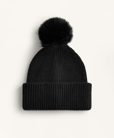 OYSHO Вязаная шапка из шерстяного микса с помпоном