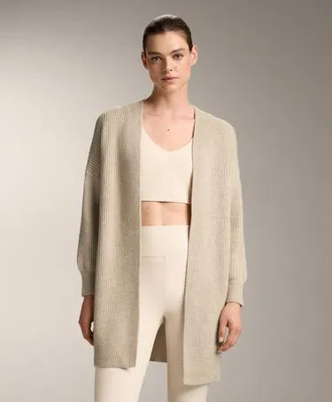 LONG RIBBED KNIT CARDIGAN- Заказать в России