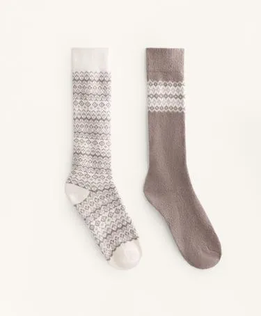 2 PAIRS OF LONG JACQUARD SOCKS