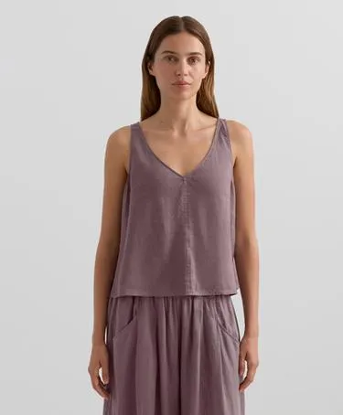 100% LINEN V-NECK STRAP TOP- Заказать в России