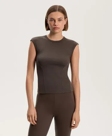 SHORT SLEEVE RIB T-SHIRT WITH COTTON AND MODAL- Заказать в России