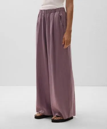 100% LINEN WIDE-LEG TROUSERS- Заказать в России