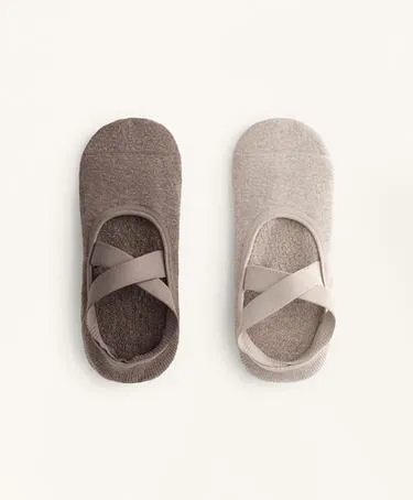 2 пары носков из хлопка и силикона для йоги и пилатеса с перекрестными ремешками