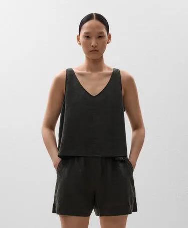 TOP с V-образным вырезом, 100% лен