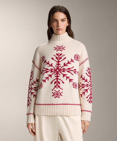 OYSHO Вязаный свитер с вышивкой «снежинка»