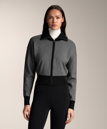 OYSHO Вязаная куртка с принтом «гусиная лапка»