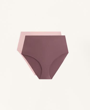 OYSHO 2 INVISIBLE POLYAMIDE BLEND MEDIUM-SUPPORT HIGH-WAISTED CLASSIC BRIEFS