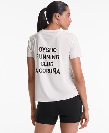 OYSHO T-SHIRT TéCNICA JUSTA DE MANGA CURTA RUNNING CLUB A CORUñA