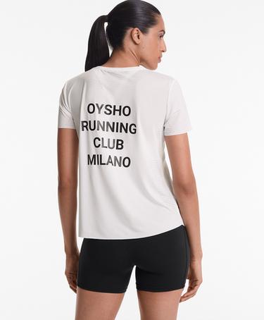OYSHO T-SHIRT JUSTA TéCNICA DE MANGA CURTA RUNNING CLUB MILANO