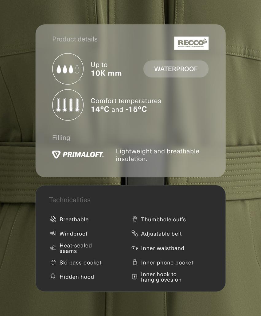 Водонепроницаемая утепленная куртка Primaloft® SKI