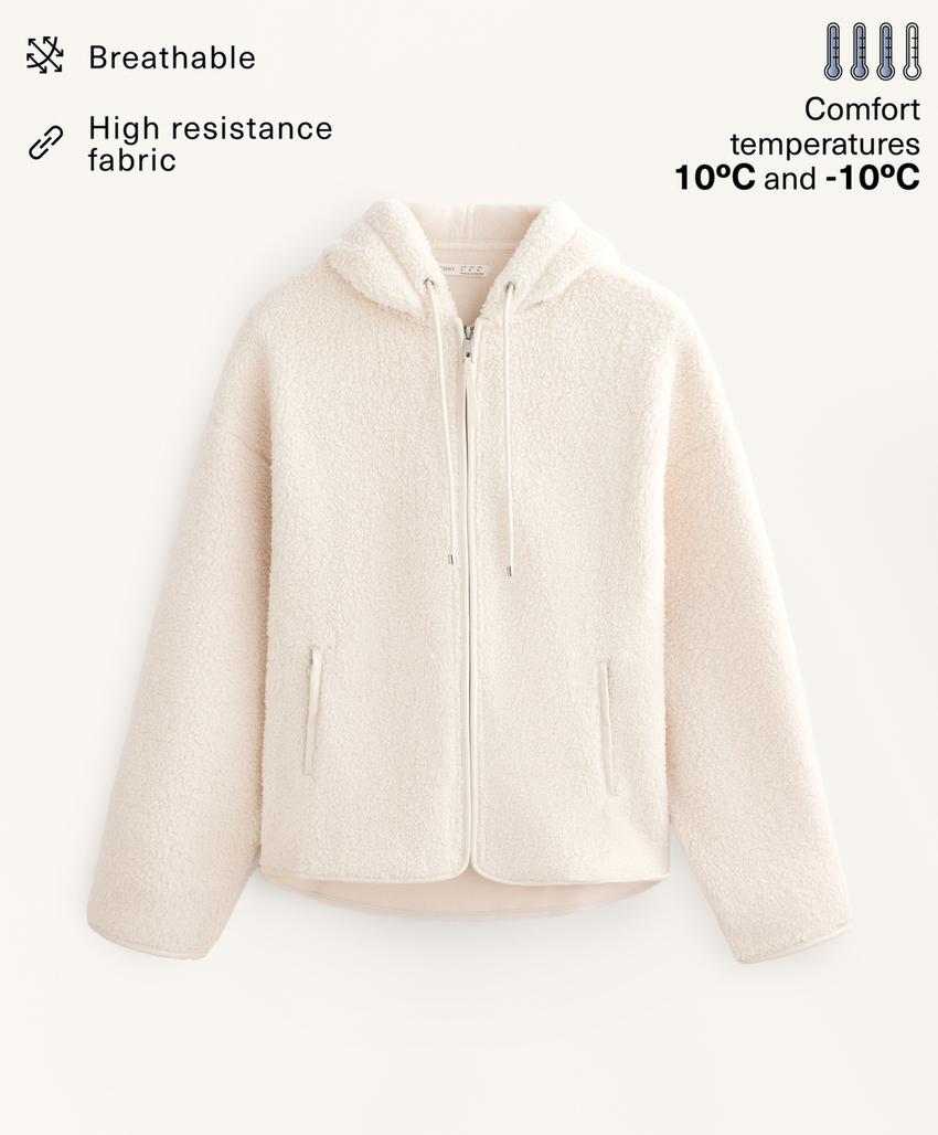 Полушубковая куртка с капюшоном из искусственного меха