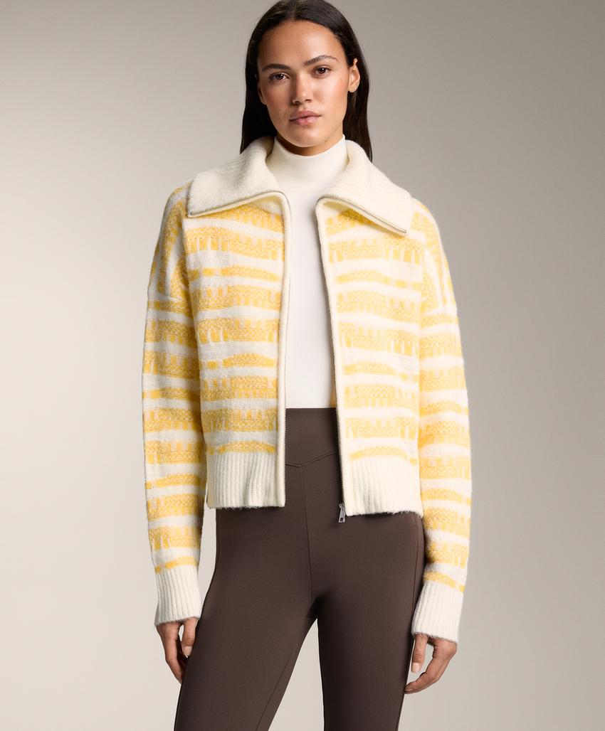 Casaco de malha jacquard às riscas