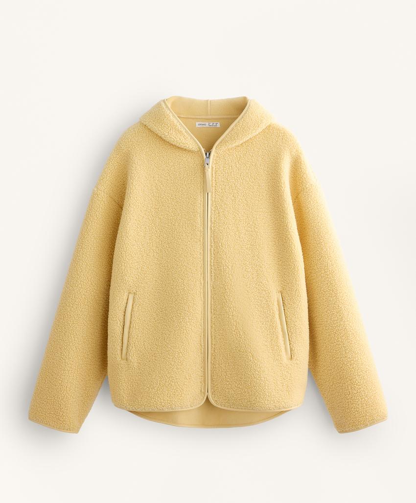 Куртка из искусственной овчины с капюшоном