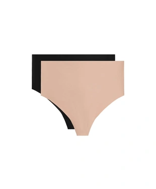 2 HIGH-RISE INVISIBLE POLYAMIDE BLEND MEDIUM-SUPPORT THONGS- Заказать в России
