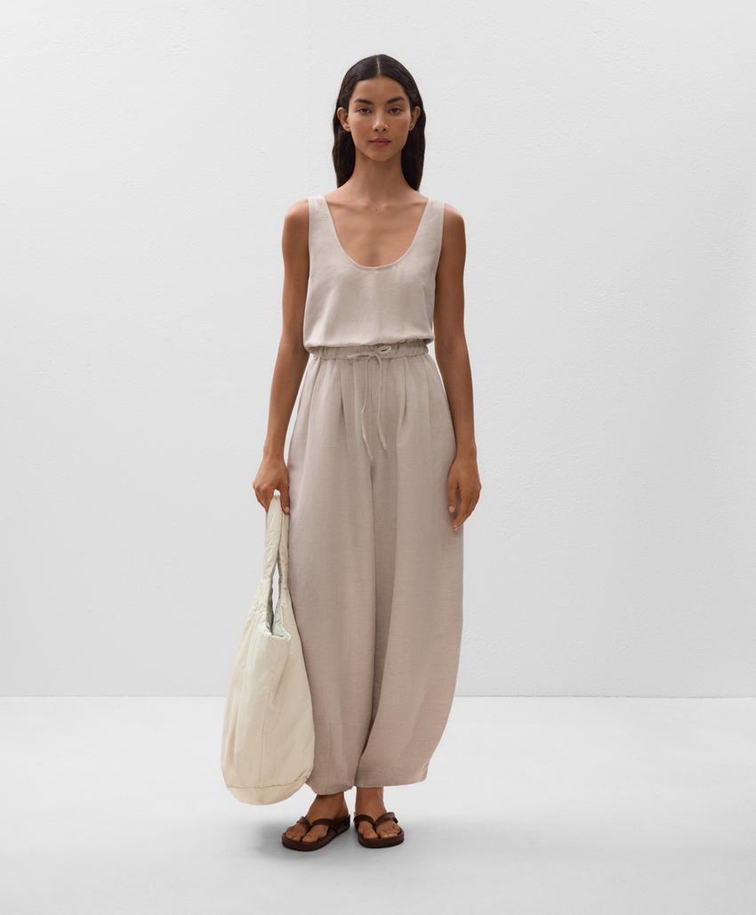 Комбинезон из льна с брюками-шарарами