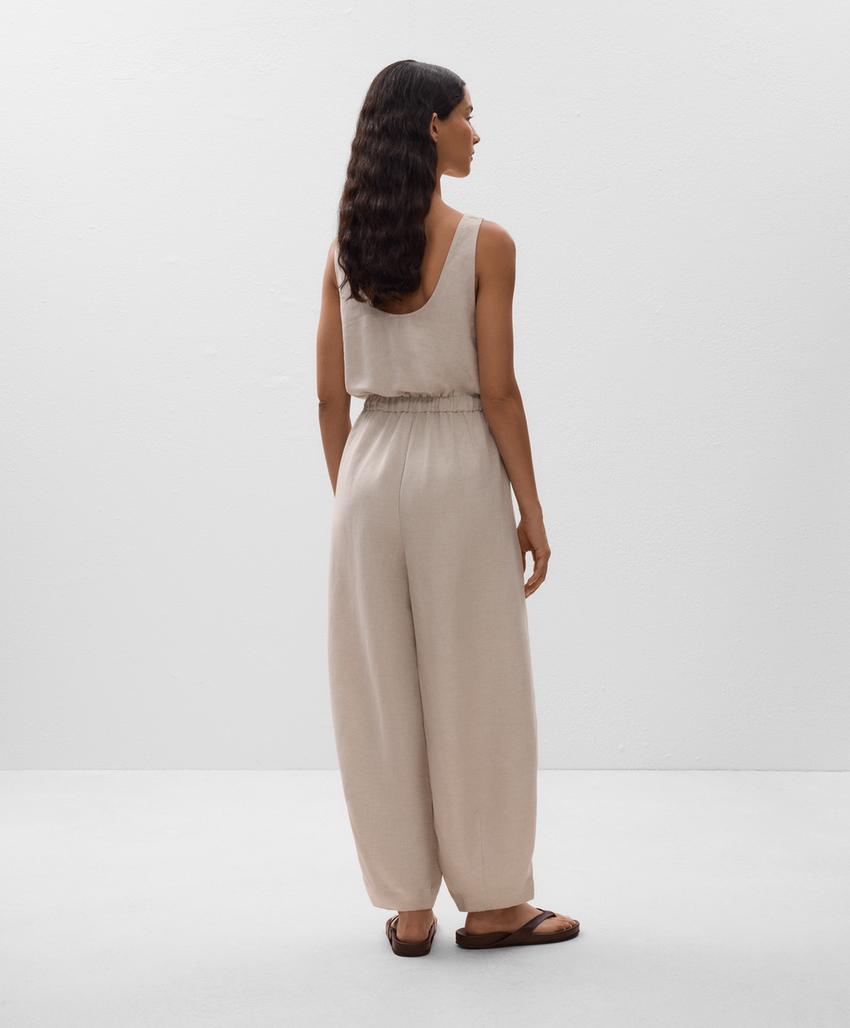 Комбинезон из льна с брюками-шарарами