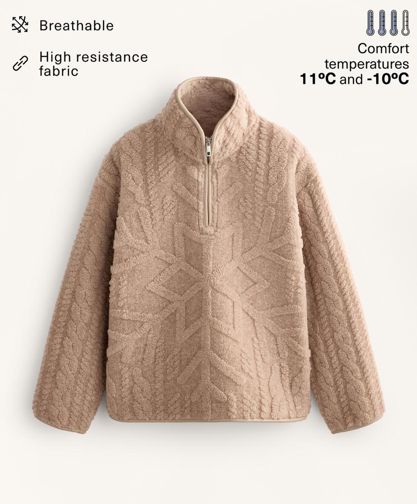 Толстовка из искусственной овчины со снежинками