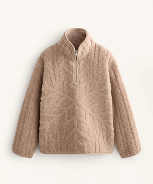 Толстовка из искусственной овчины со снежинками- Заказать в России