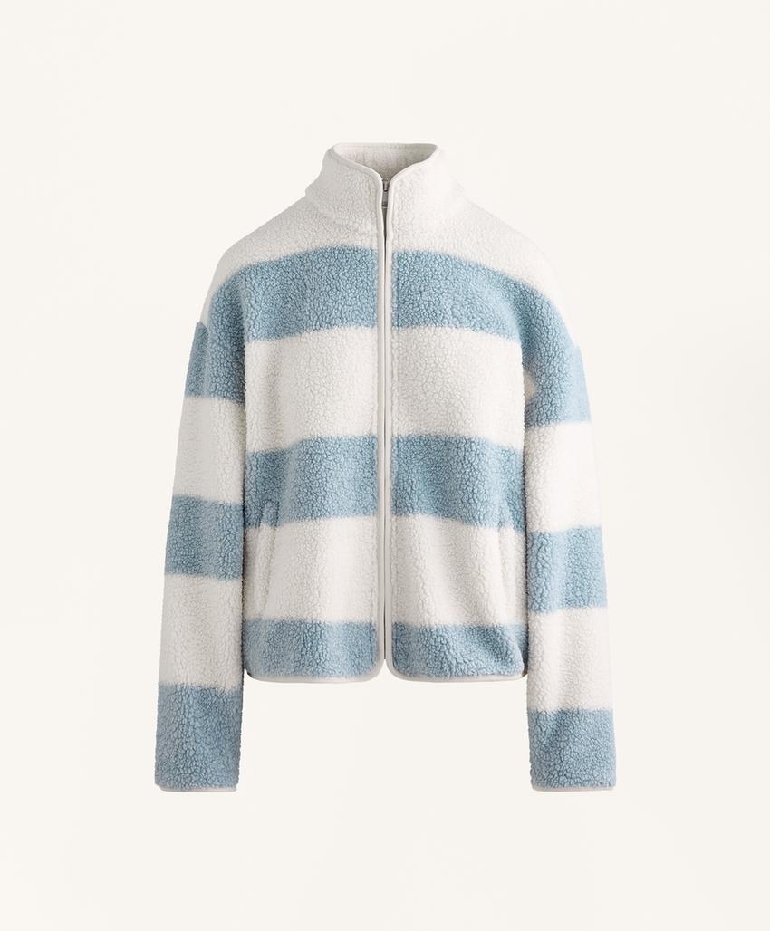 Куртка-бомбер из искусственной овчины в полоску