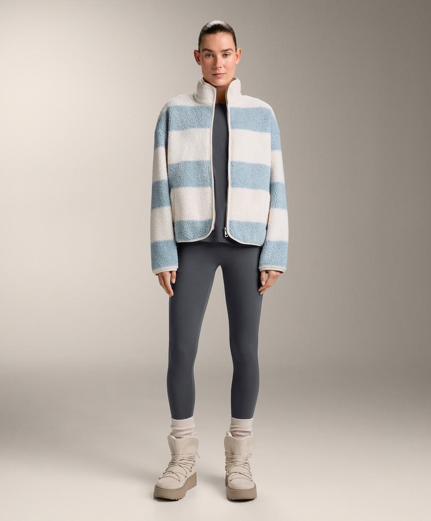 Куртка-бомбер из искусственной овчины в полоску