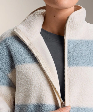 Куртка-бомбер из искусственной овчины в полоску- Заказать в России