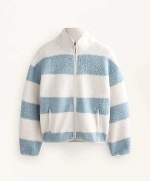 Куртка-бомбер из искусственной овчины в полоску- Заказать в России