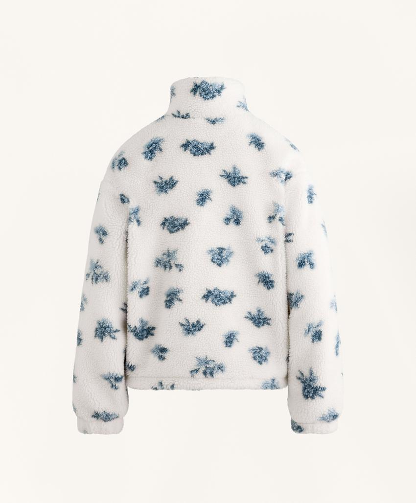 Куртка из искусственной овчины с цветочным принтом