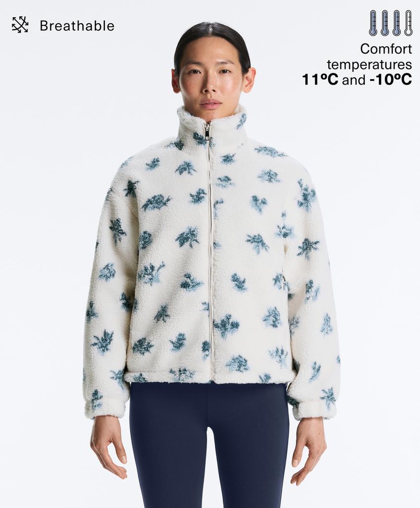 Куртка из искусственной овчины с цветочным принтом