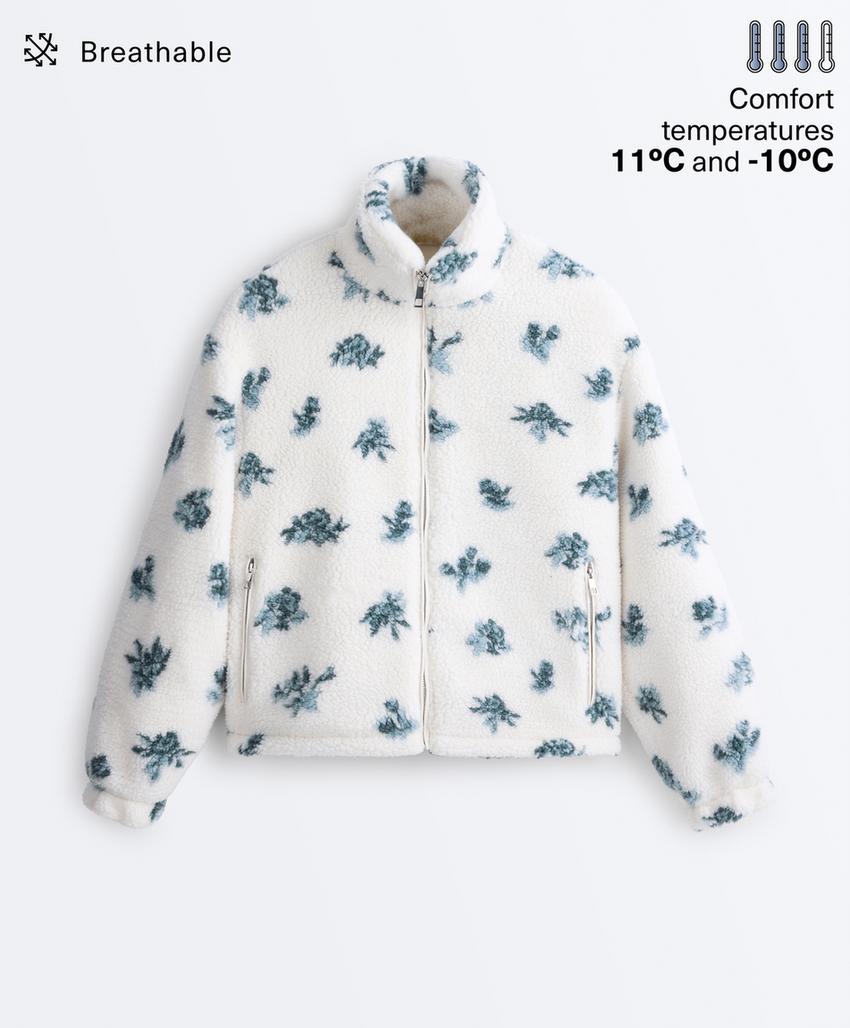 Куртка из искусственной овчины с цветочным принтом