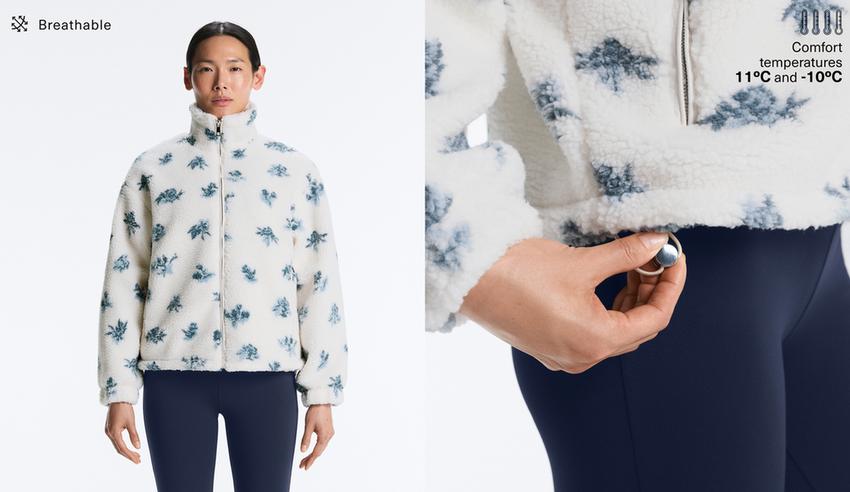 Куртка из искусственной овчины с цветочным принтом