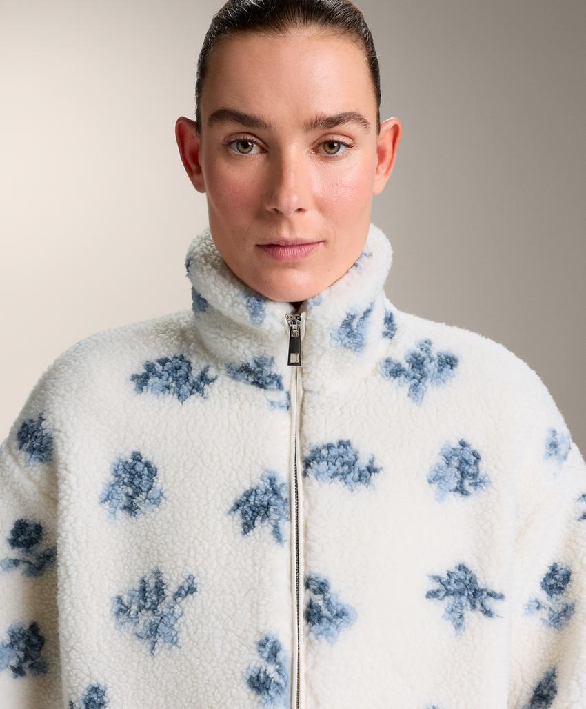 Куртка из искусственной овчины с цветочным принтом