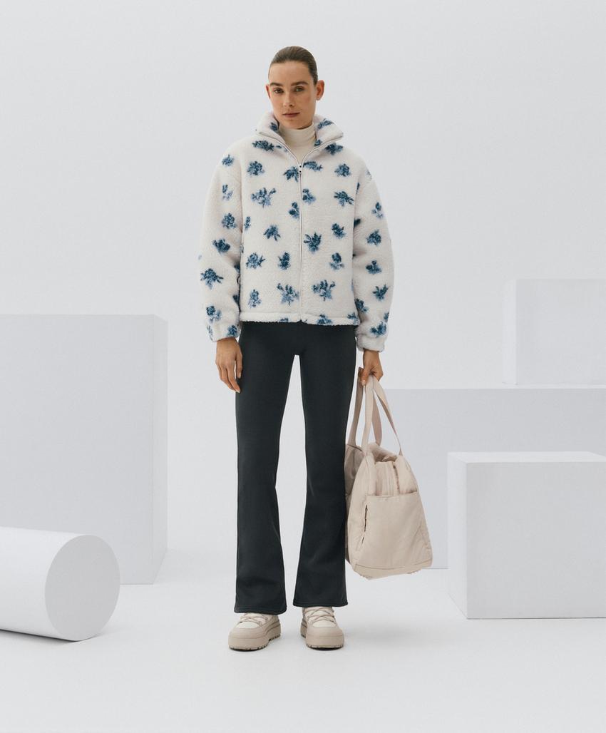 Куртка из искусственной овчины с цветочным принтом