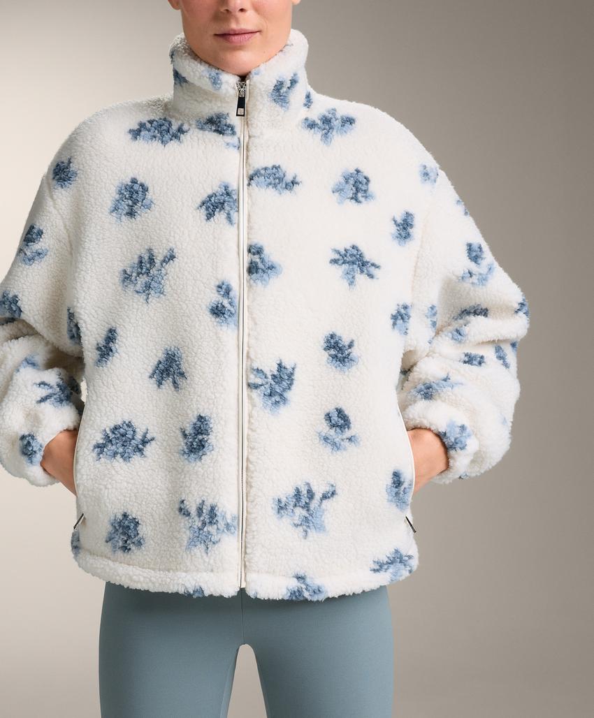 Куртка из искусственной овчины с цветочным принтом