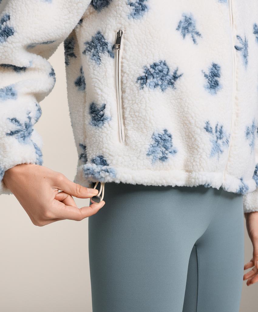 Куртка из искусственной овчины с цветочным принтом