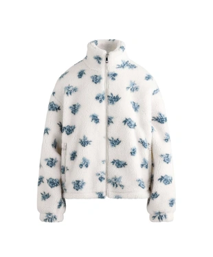 Куртка из искусственной овчины с цветочным принтом- Заказать в России