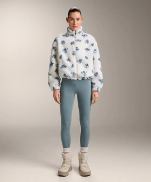 Куртка из искусственной овчины с цветочным принтом- Заказать в России