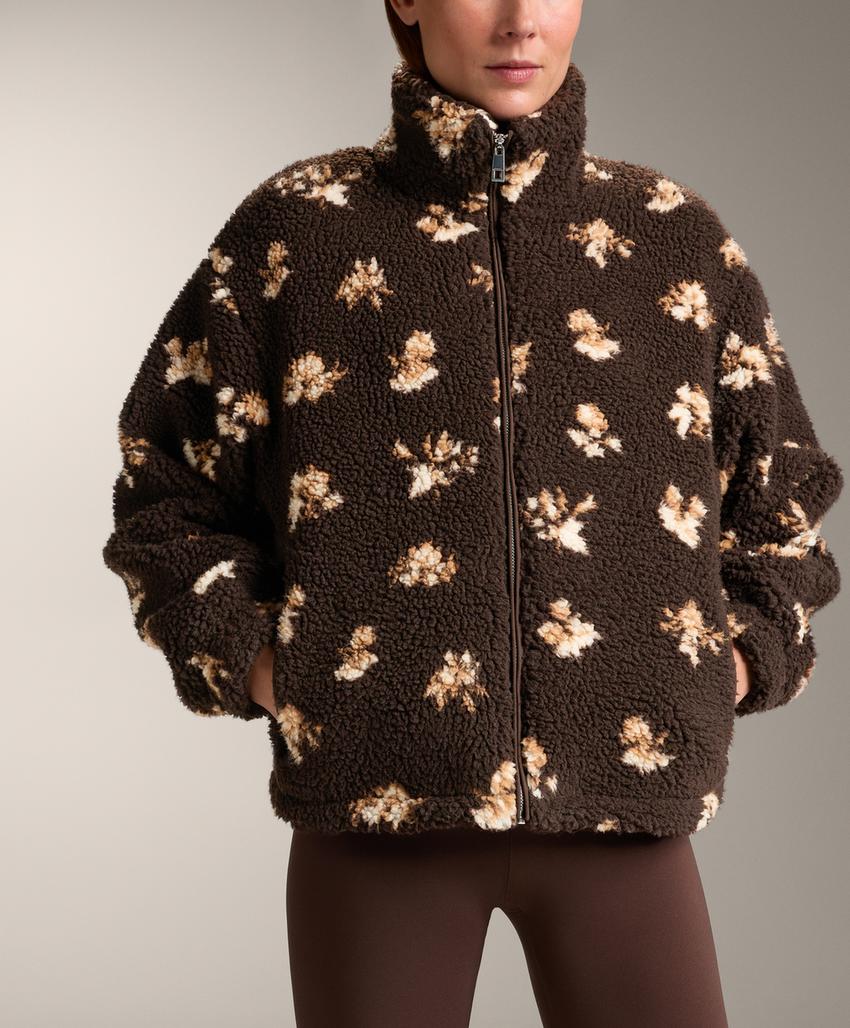 Куртка из искусственной овчины с цветочным принтом