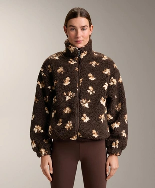 Куртка из искусственной овчины с цветочным принтом- Заказать в России