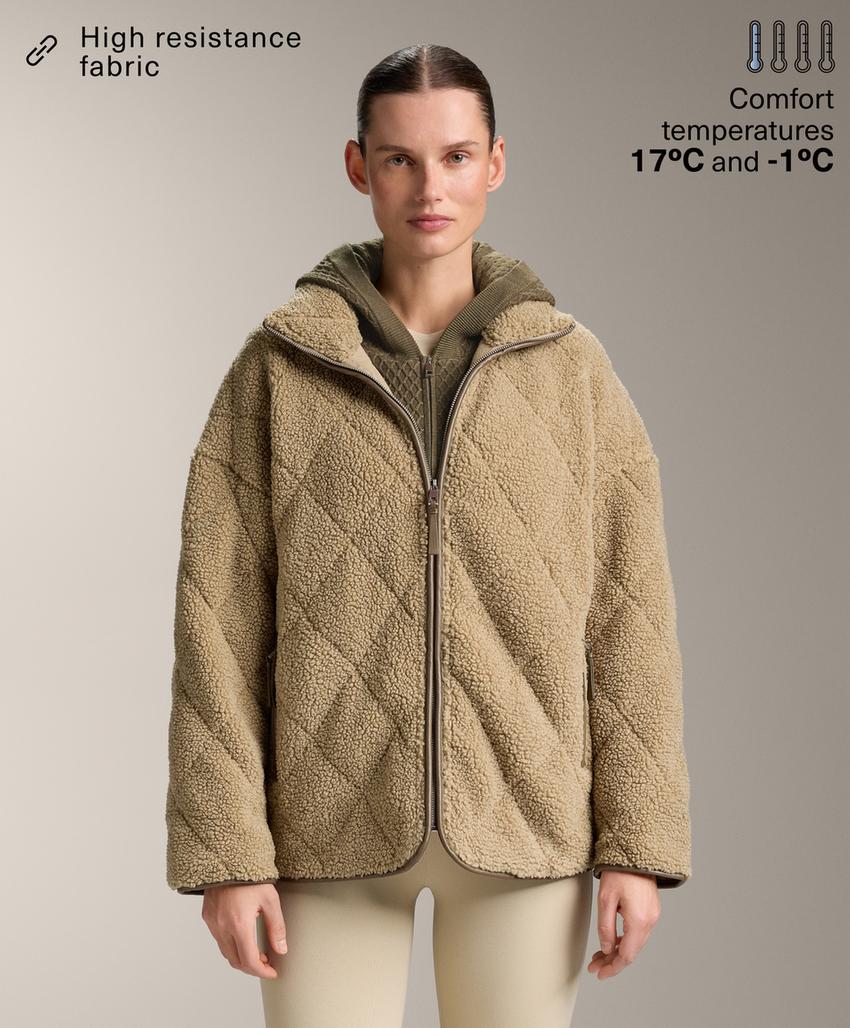 Стеганая куртка из искусственной овчины в ромбы