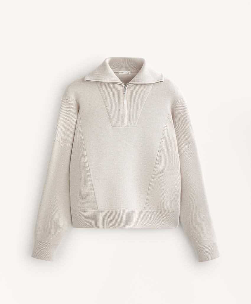 Вязаный свитер с высоким воротником и деталями Rib