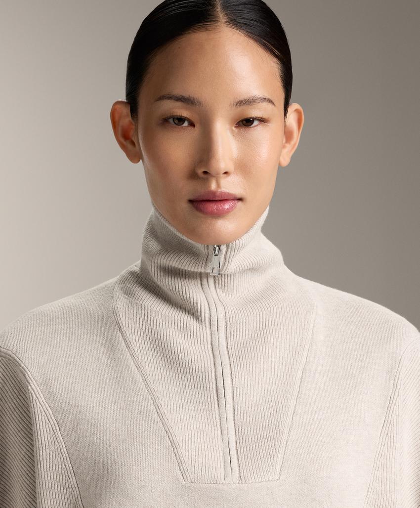 Вязаный свитер с высоким воротником и деталями Rib