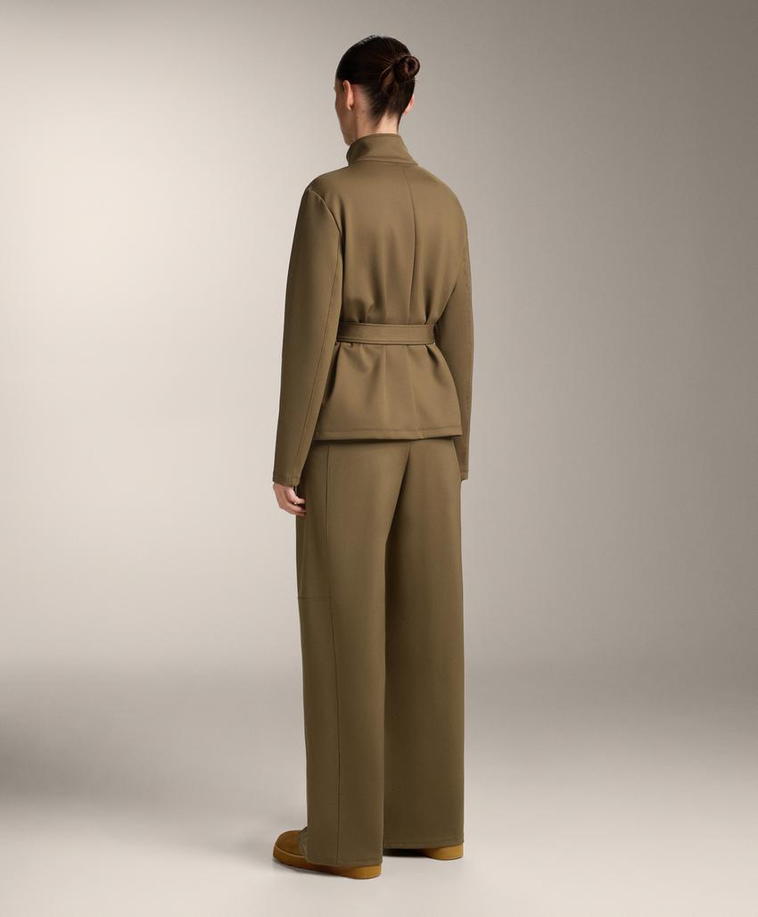 Прямые брюки high rise с эффектом неопрена