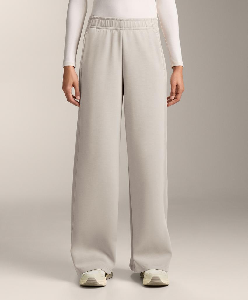 Широкие прямые брюки в рубчик с модалом и начесом